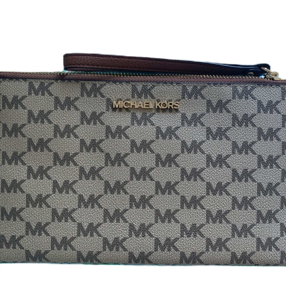 Michael Kors Jet Set Logo Coated Canvas Pouch NEW